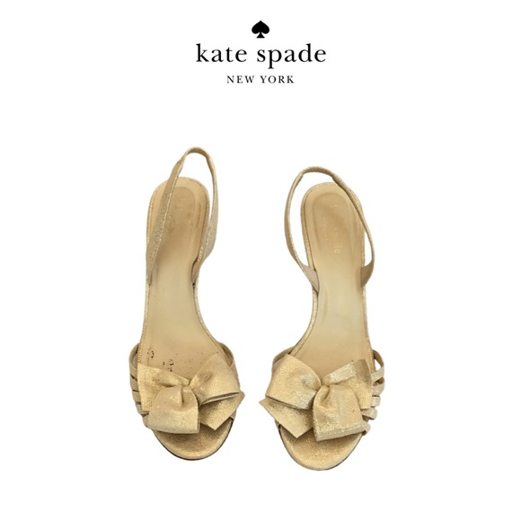 kate spade Shoes Kate Spade Gold Bow Heels Poshmark